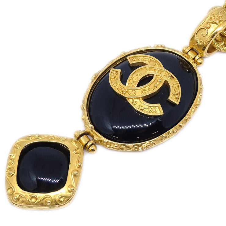 Chanel Gold Stone Chain Pendant Necklace 96A