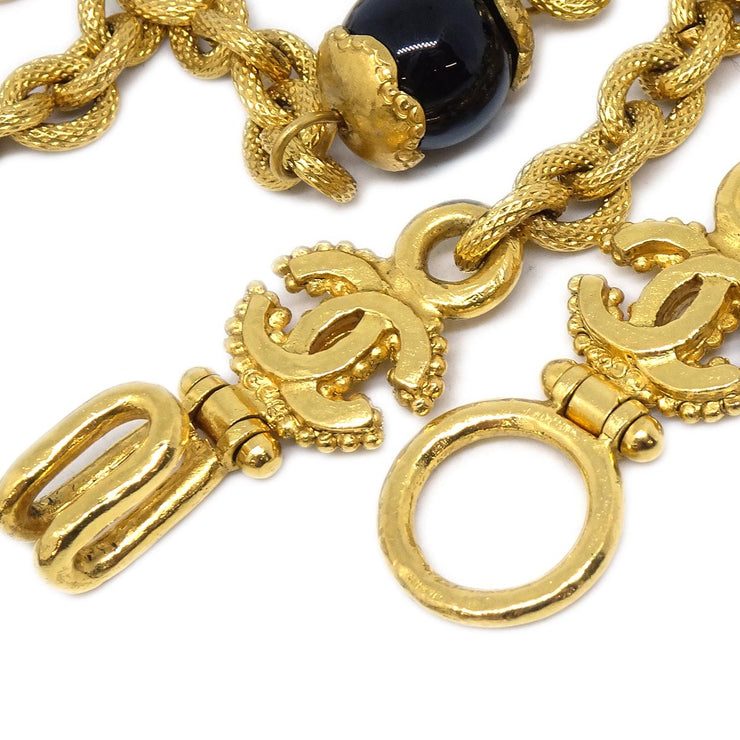 Chanel Gold Stone Chain Pendant Necklace 96A
