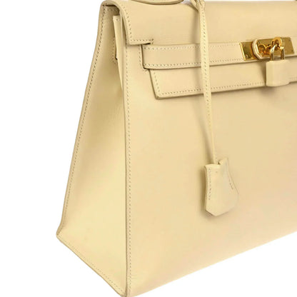 Hermes 2000 Beige Box Calf Kelly 32 Sellier 2way Shoulder Handbag