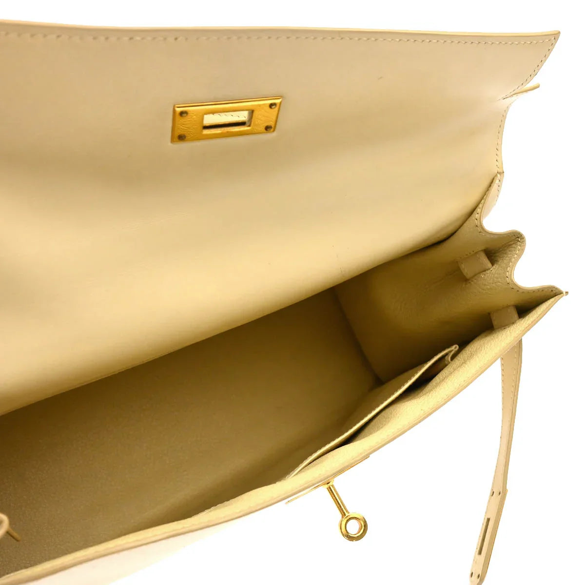 Hermes 2000 Beige Box Calf Kelly 32 Sellier 2way Shoulder Handbag