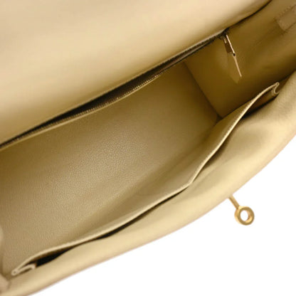 Hermes 2000 Beige Box Calf Kelly 32 Sellier 2way Shoulder Handbag