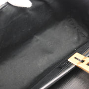Gucci Black Leather Bamboo Handbag