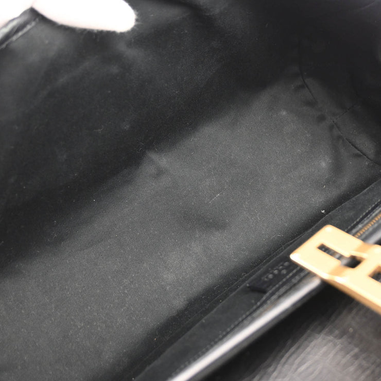 Gucci Black Leather Bamboo Handbag