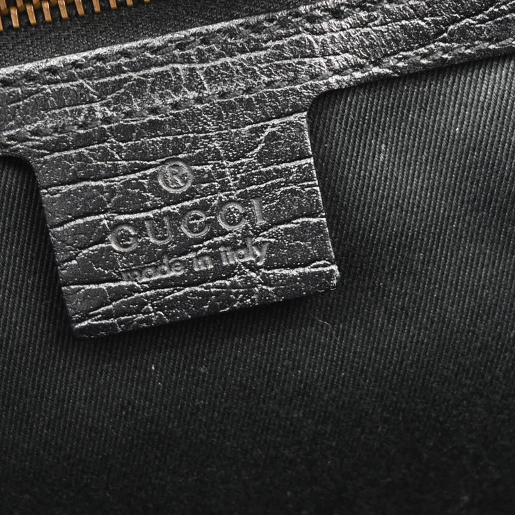 Gucci Black Leather Bamboo Handbag