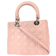 Christian Dior 2006 Pink Lambskin Medium Lady Dior Cannage 2way Shoulder Handbag