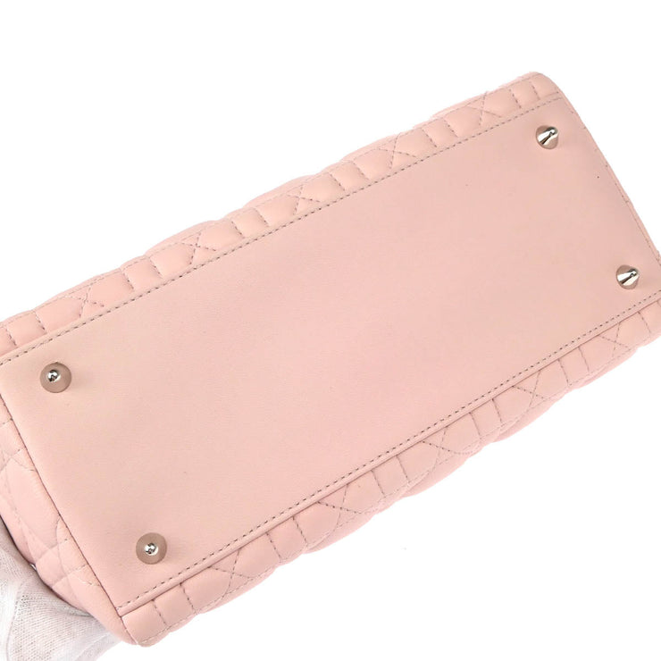 Christian Dior 2006 Pink Lambskin Medium Lady Dior Cannage 2way Shoulder Handbag