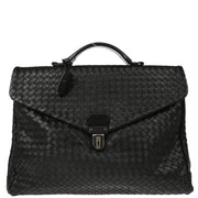 Bottega Veneta Black Intrecciato Briefcase Handbag