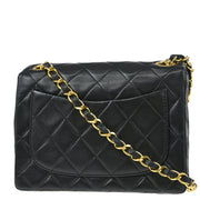 Chanel Black Lambskin Mini Classic Square Flap Shoulder Bag 17