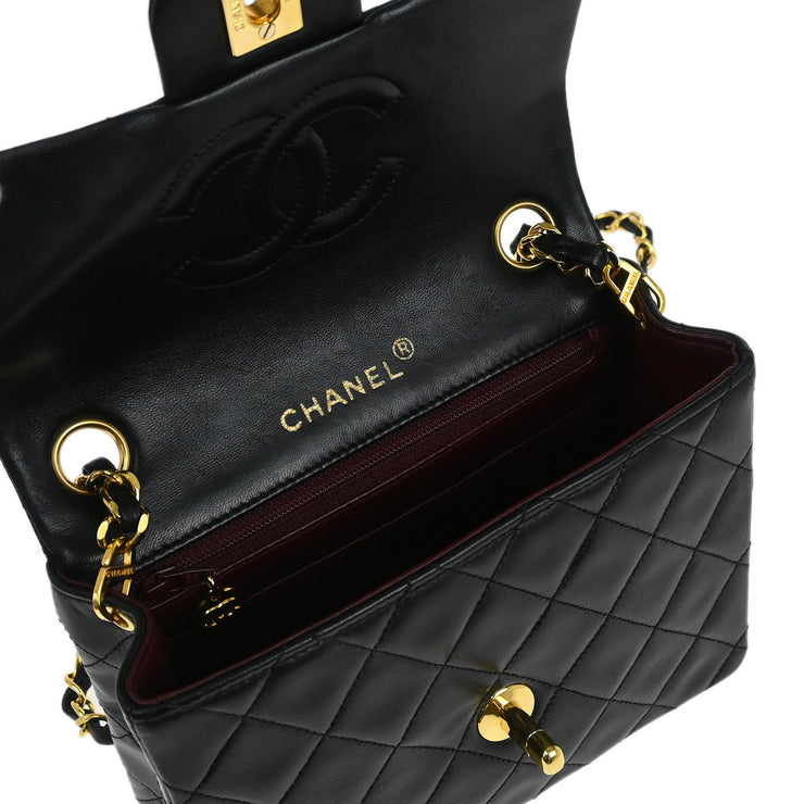 Chanel Black Lambskin Mini Classic Square Flap Shoulder Bag 17
