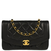 Chanel 1991-1994 Black Lambskin Small Diana Shoulder Bag