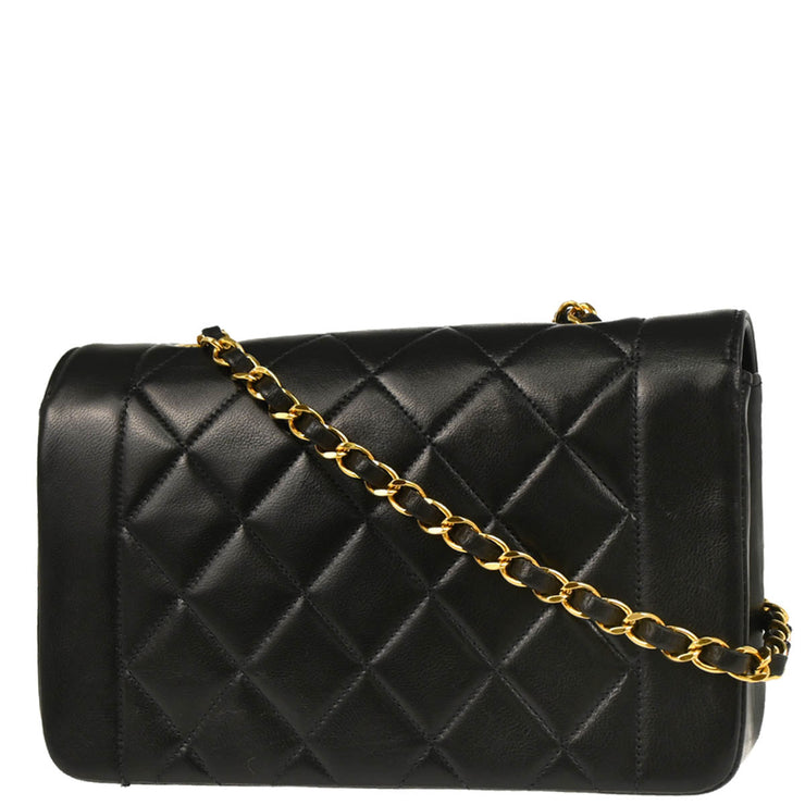 Chanel 1991-1994 Black Lambskin Small Diana Shoulder Bag