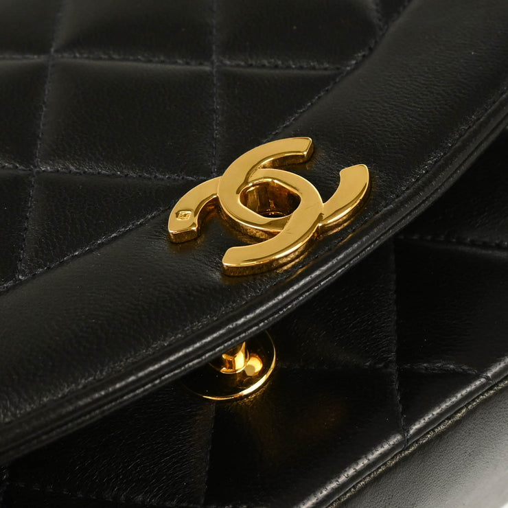 Chanel 1991-1994 Black Lambskin Small Diana Shoulder Bag