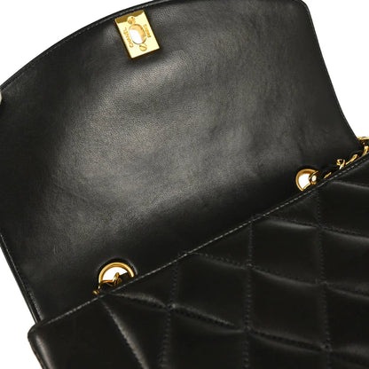 Chanel 1991-1994 Black Lambskin Small Diana Shoulder Bag