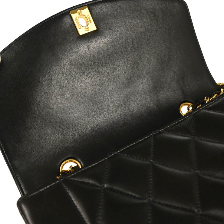 Chanel 1991-1994 Black Lambskin Small Diana Shoulder Bag