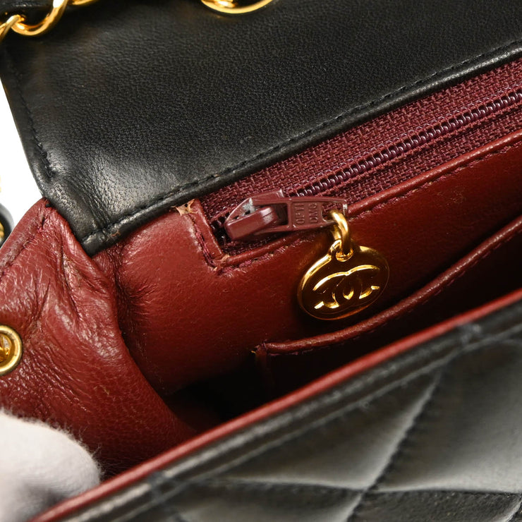 Chanel 1991-1994 Black Lambskin Small Diana Shoulder Bag