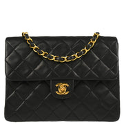 Chanel Black Lambskin Classic Square Flap Shoulder Bag 20
