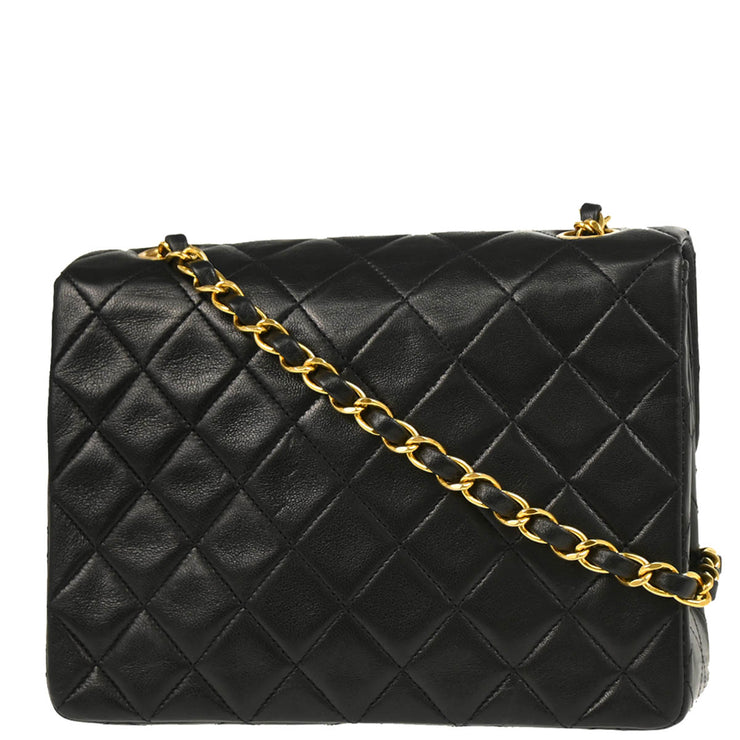 Chanel Black Lambskin Classic Square Flap Shoulder Bag 20