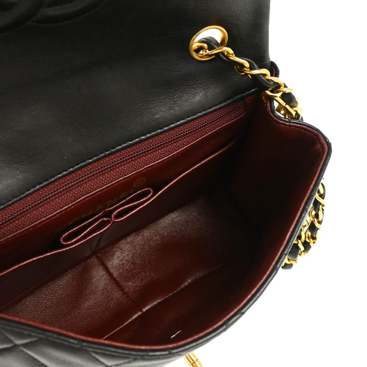 Chanel Black Lambskin Classic Square Flap Shoulder Bag 20