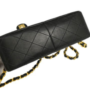 Chanel Black Lambskin Classic Square Flap Shoulder Bag 20