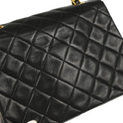 Chanel Black Lambskin Classic Square Flap Shoulder Bag 20