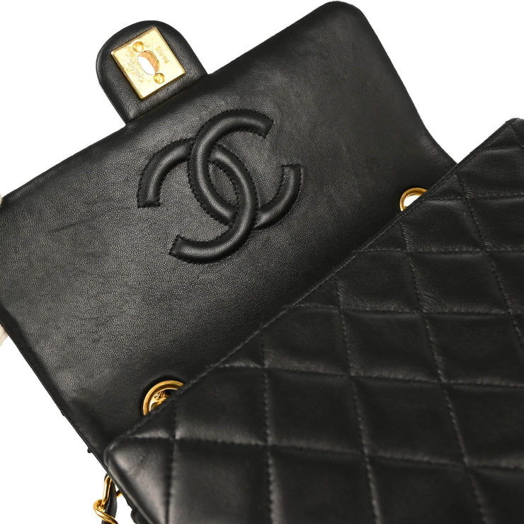 Chanel Black Lambskin Classic Square Flap Shoulder Bag 20