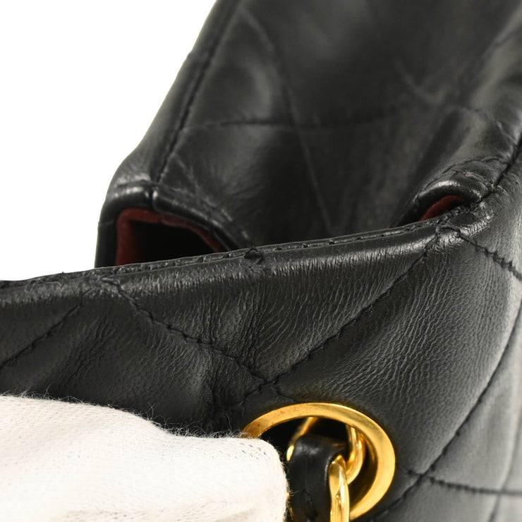 Chanel Black Lambskin Classic Square Flap Shoulder Bag 20