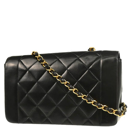 Chanel 1994-1996 Black Lambskin Small Diana Shoulder Bag