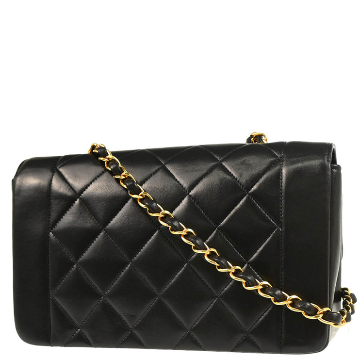 Chanel 1994-1996 Black Lambskin Small Diana Shoulder Bag