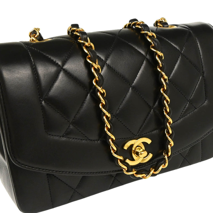 Chanel 1994-1996 Black Lambskin Small Diana Shoulder Bag