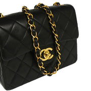 Chanel 1994-1996 Black Lambskin Mini Classic Square Flap Shoulder Bag 17