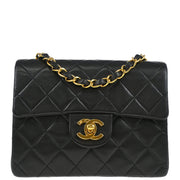 Chanel Black Lambskin Mini Classic Square Flap Shoulder Bag 17