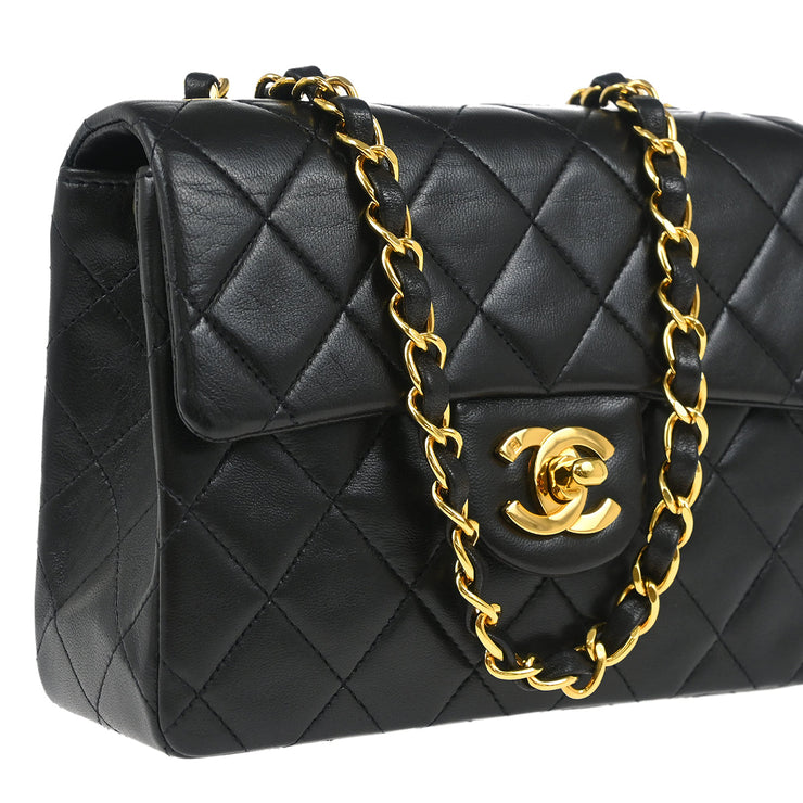 Chanel Black Lambskin Mini Classic Square Flap Shoulder Bag 17