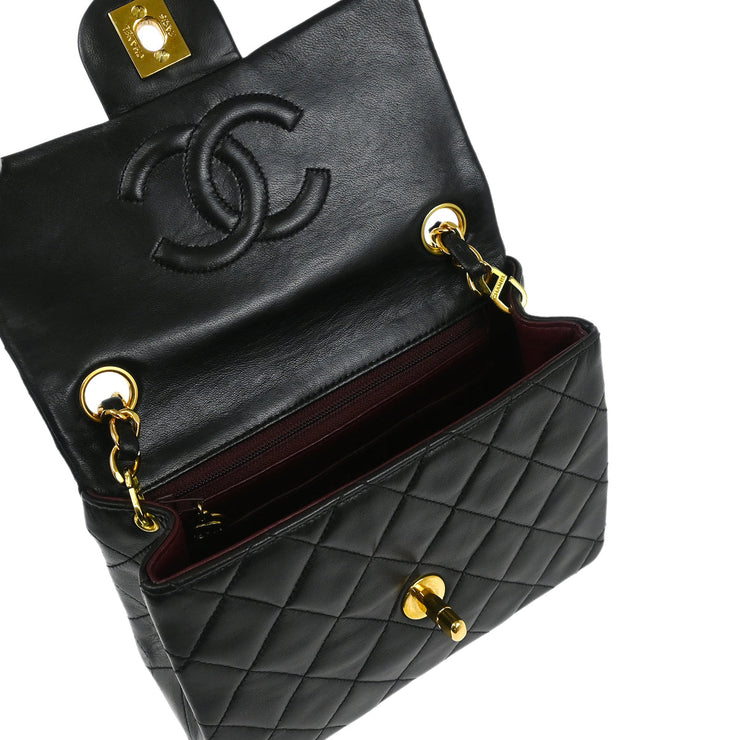 Chanel Black Lambskin Mini Classic Square Flap Shoulder Bag 17