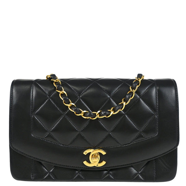 Chanel Black Lambskin Small Diana Shoulder Bag