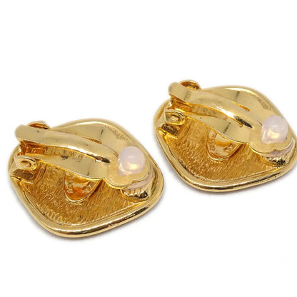 Chanel Rhombus Earrings Clip-On Gold 2441