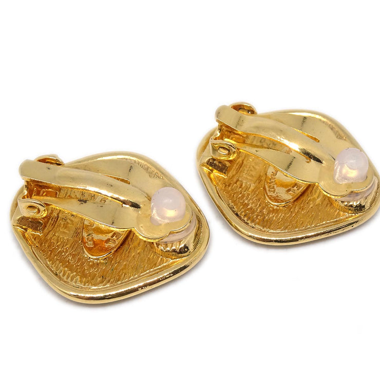 Chanel Rhombus Earrings Clip-On Gold 2441