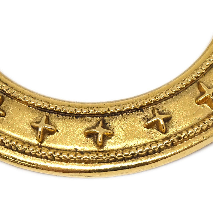 Chanel Dangle Hoop Earrings Clip-On Gold