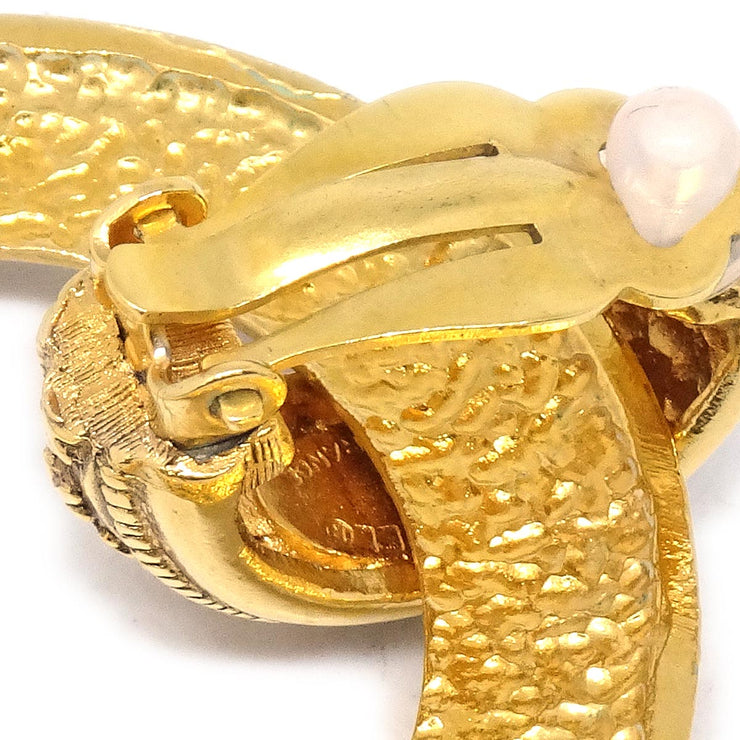 Chanel Dangle Hoop Earrings Clip-On Gold