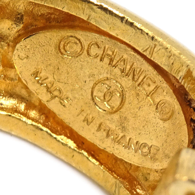 Chanel Dangle Hoop Earrings Clip-On Gold