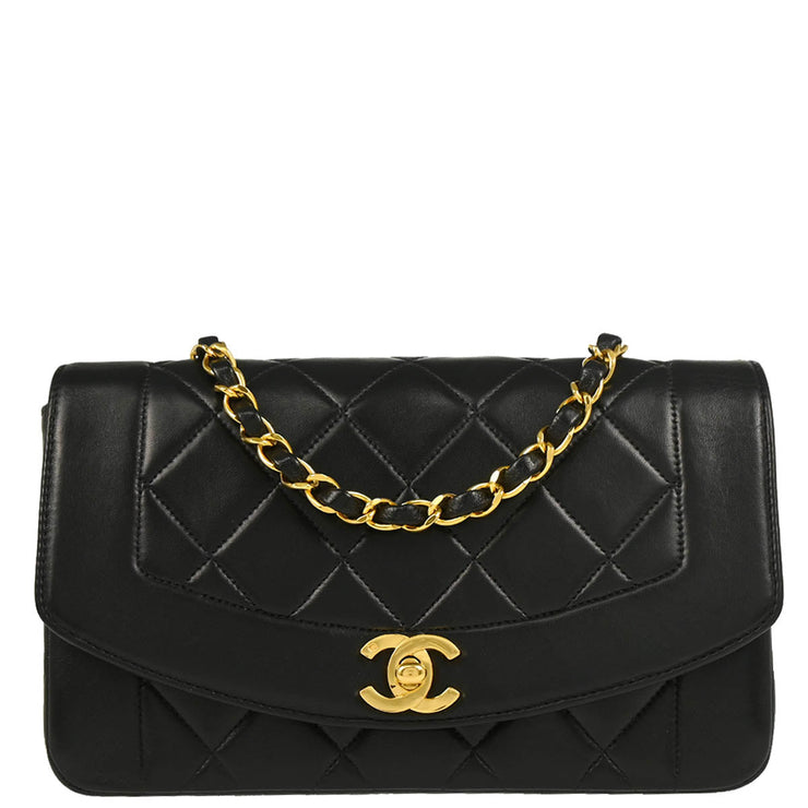 Chanel Black Lambskin Small Diana Shoulder Bag