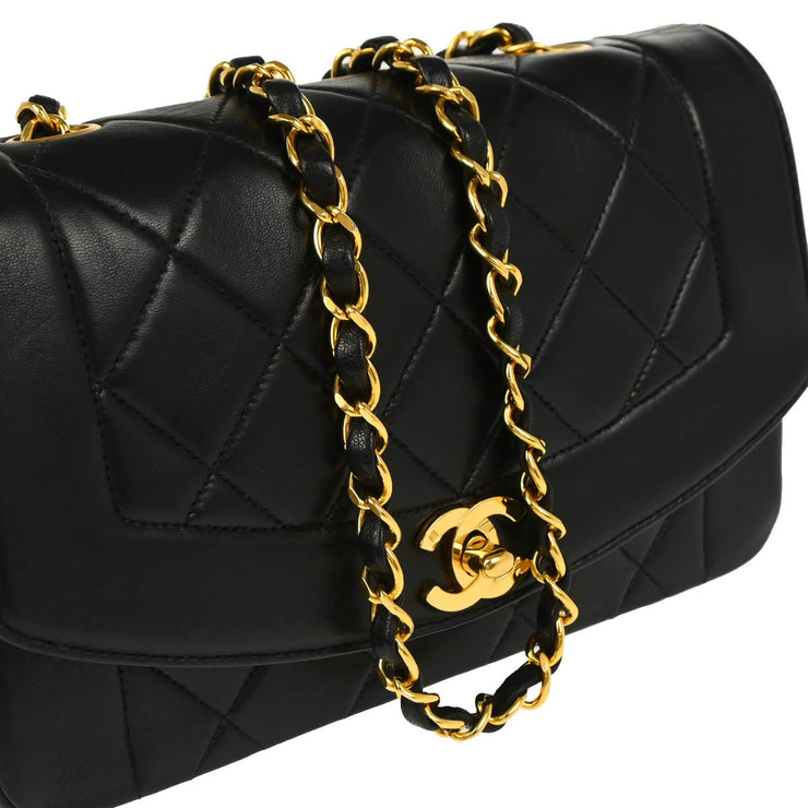 Chanel Black Lambskin Small Diana Shoulder Bag