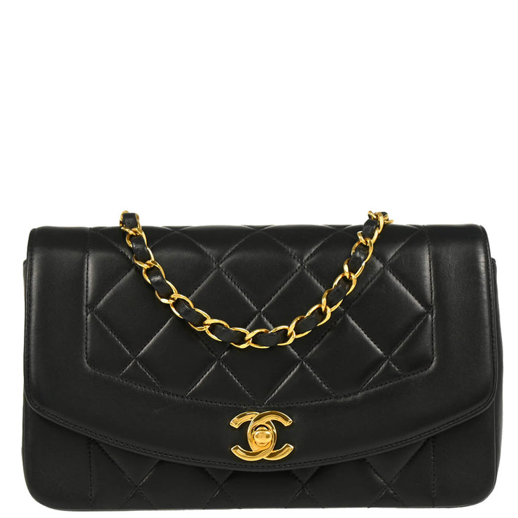 Chanel Black Lambskin Small Diana Shoulder Bag