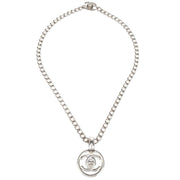 Chanel Turnlock Medallion Chain Pendant Necklace Silver 97P