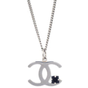 Chanel CC Chain Necklace Pendant Rhinestone Silver 05P