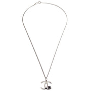 Chanel CC Chain Necklace Pendant Rhinestone Silver 05P
