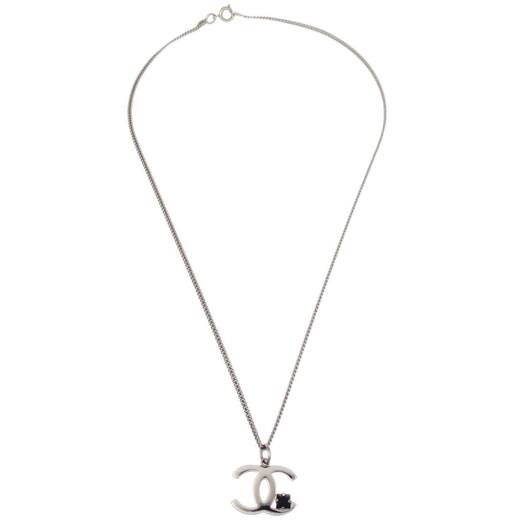 Chanel CC Chain Necklace Pendant Rhinestone Silver 05P