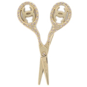 Chanel Scissors Brooch Pin Gold Rhinestone 02P