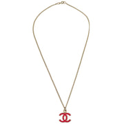 Chanel Silver Pink CC Pendant Necklace 04A
