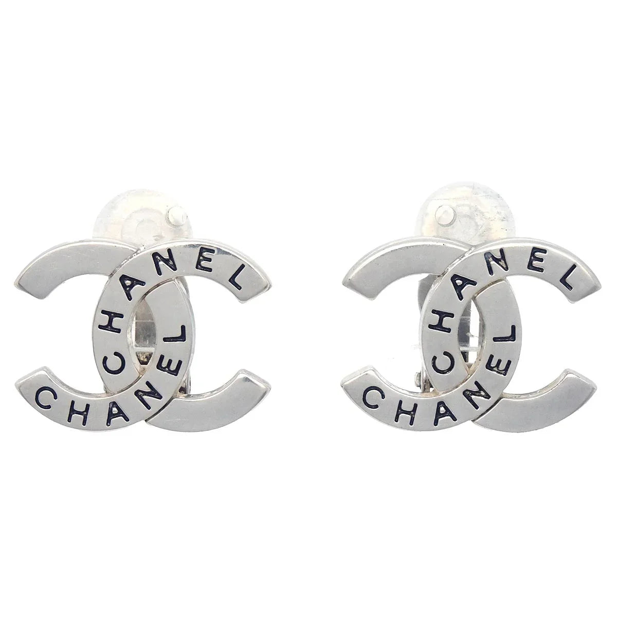 Chanel CC Earrings Clip-On Silver 98P