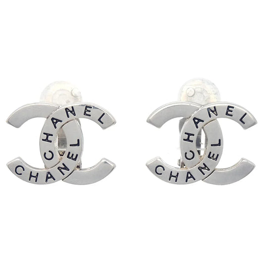 Chanel CC Earrings Clip-On Silver 98P